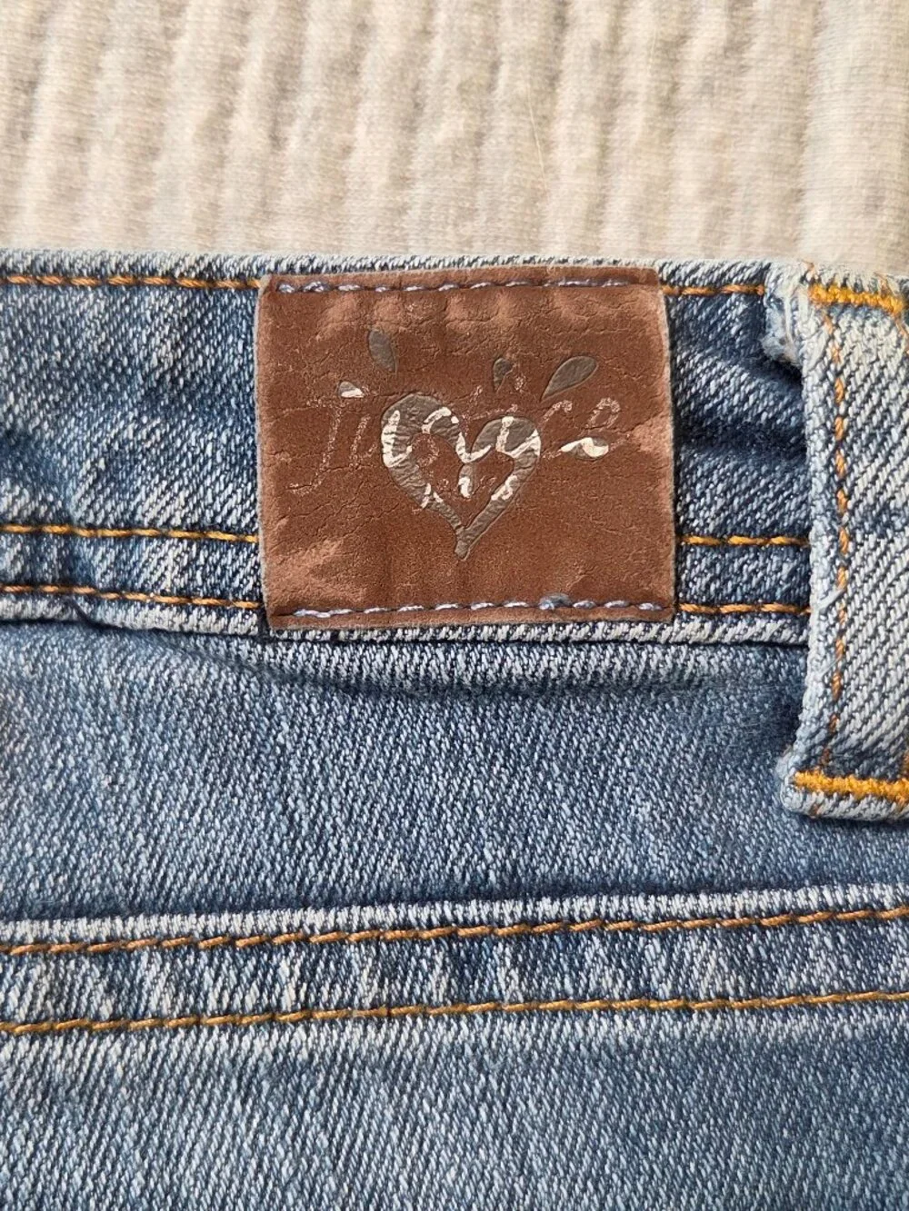 Justice Girls Size 12R Jeans Light Wash Stretch Denim Cuffed Hem